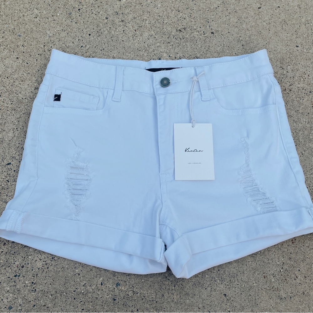 NWT white Kan Can jean shorts junior size 9/28